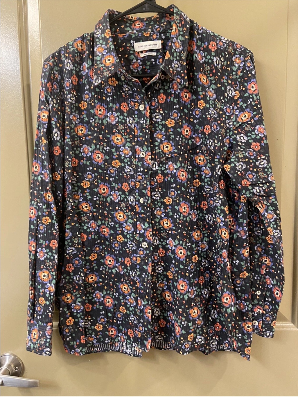 Isabel Marant Black Floral Button-Down Shirt